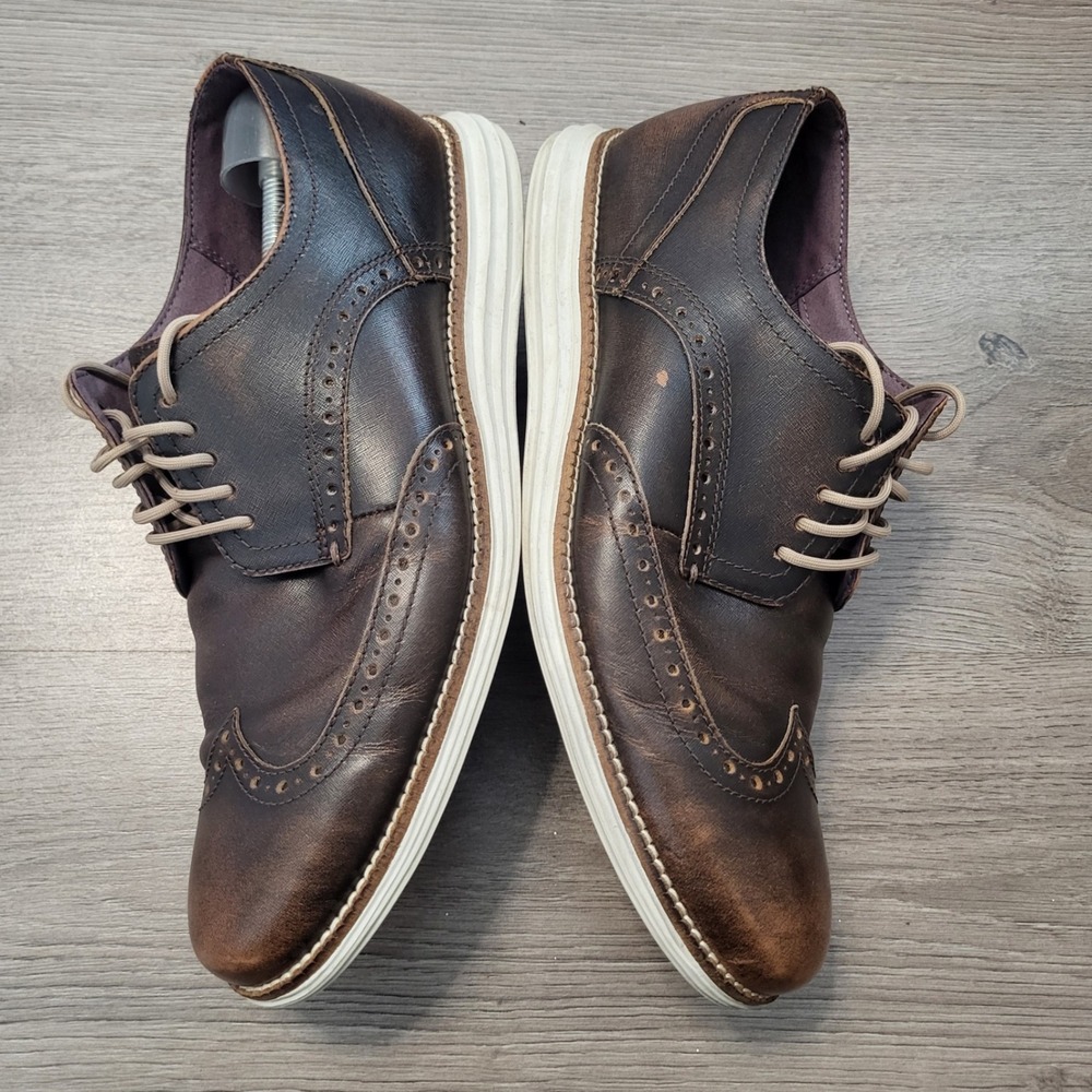 Cole Haan OriginalGrand Wingtip Oxford Brown Leather Fall Office Preppy Mens 9.5